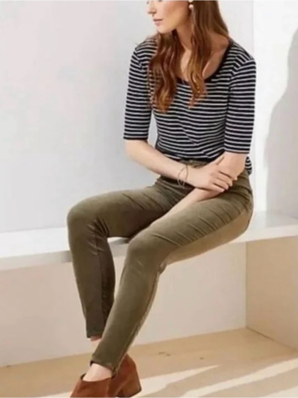 *LOFT* Olive Corduroy Modern Skinny Pants Size 12 Tall